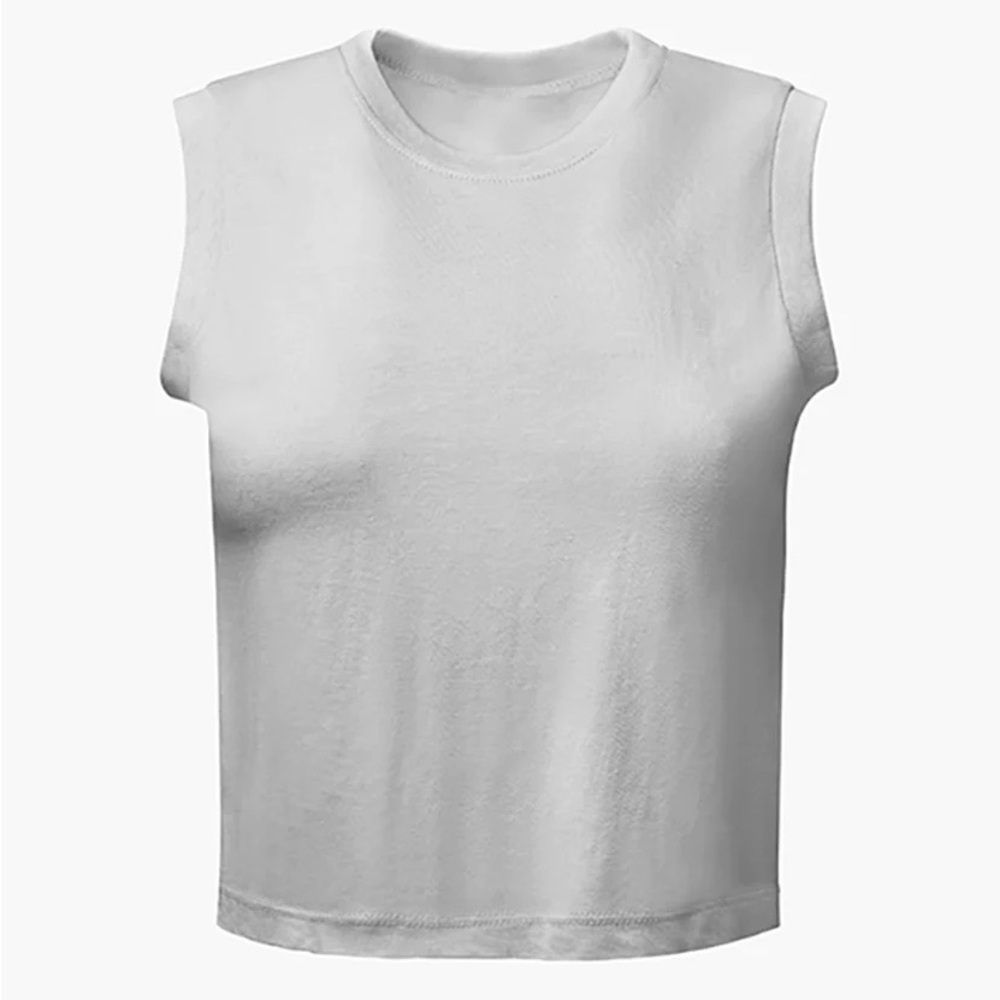 NWT WeWoreWhat Cotton Jersey Cropped Muscle Tee in Light Grey - Picture 1 of 5
